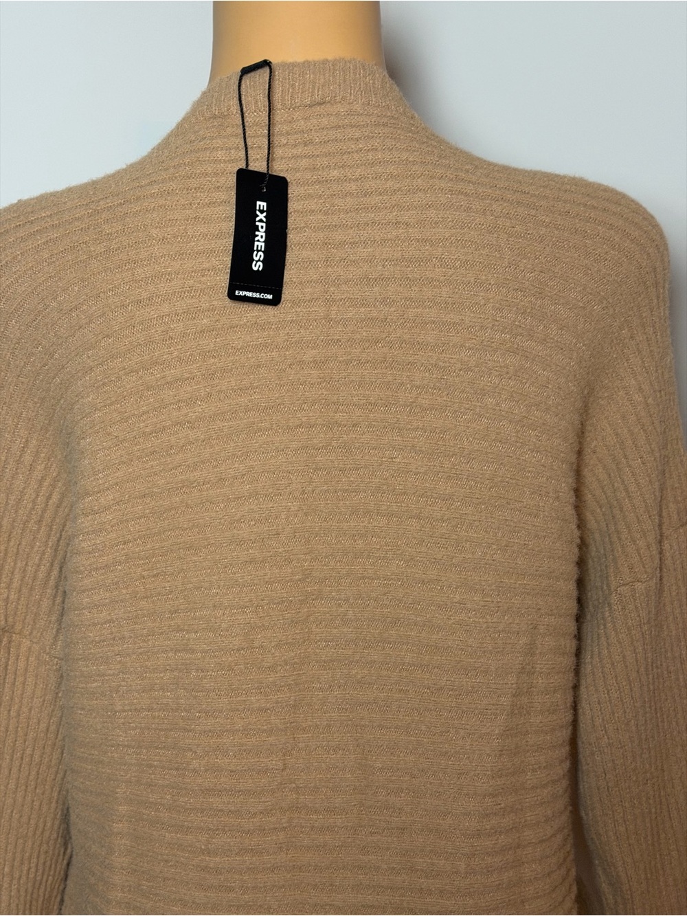 Express Cream Ribbed Wrap Tunic Sweater - Picture 5 of 7